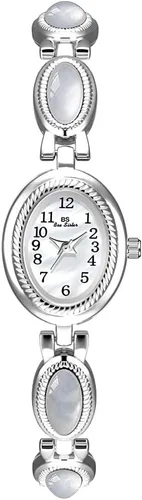 Vista 17 de CARLIEN Reloj de pulsera de cuarzo ovalado para mujer, de lujo, delicado, dorado, plateado, perla y números arábigos, fácil de leer, resistente al