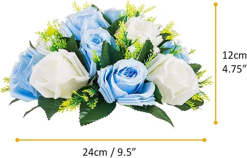 Vista 2 de Arreglo de 10 flores artificiales en forma de bola, ramos de flores artificiales falsos para bodas, rosas en ramo para fiestas, centros de mesa