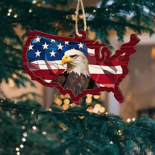 Vista 8 de Artsy Woodsy Adorno de Navidad de veterano para árbol de Navidad, plano 2D (no adorno 3D), regalos para soldado veterano, fuerzas armadas