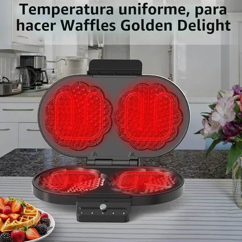 Vista 3 de Máquina para hacer gofres en forma de corazón: máquina eléctrica para hacer gofres antiadherente, pequeña máquina para hacer gofres Black And Decker