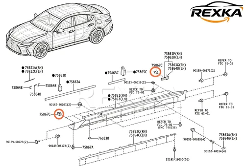 Vista 4 de Rexka Clip de moldeo basculante de 30 piezas 75867-33030 para Toyota Lexus