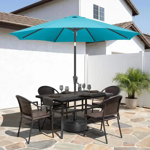 Vista 8 de FLAME&SHADE Base para sombrilla de patio, 60 libras, 17.7 pulgadas, base de sombrilla rellena de agua resistente para mesa de mercado, jardín