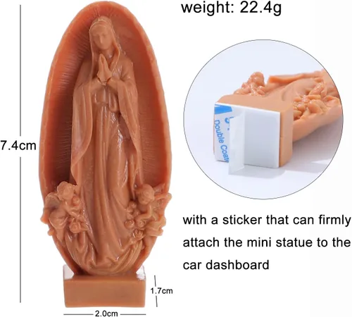 Vista 4 de Estatuilla de Nuestra Señora de Guadalupe 3" H Virgen de Guadalupe María Estatua de Plástico, Religiosa Católica, Decoración para Mesa, Oficina