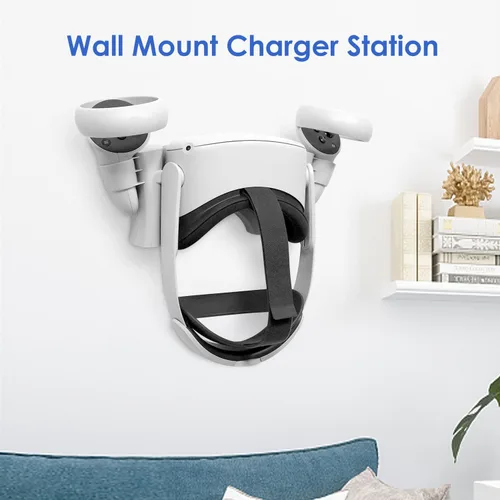 Vista 3 de ZyberGears VR Base de carga para Meta Quest 2 soporte de carga para Oculus Quest 2 accesorios estación de carga de auriculares VR de montaje