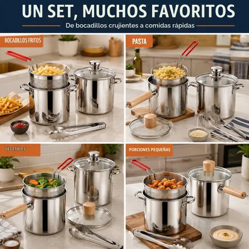 Vista 4 de Juego de ollas para freidora de acero inoxidable 304 (#A) 2026 #UN