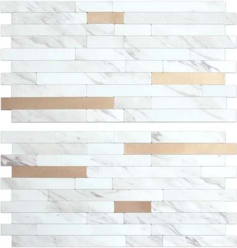 Vista 19 de AULIGET - 20 láminas de azulejos de pared de PVC autoadhesivos con aspecto de madera desgastada, para salpicadero de cocina Madera vintage + metal