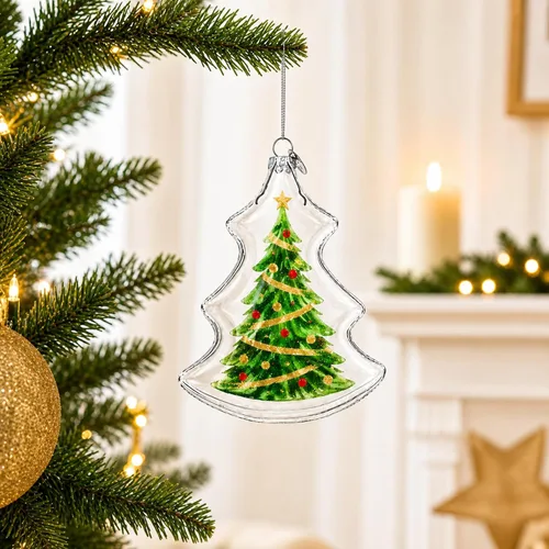 Vista 2 de Adorno de Navidad de cristal transparente para árbol de Navidad