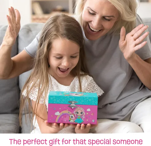 Vista 6 de Pretty Me Joyero musical de unicornio para niños, regalos de unicornio para niñas pequeñas, niños pequeños, de 3 a 8 años, el mejor regalo