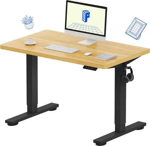 Vista 49 de FLEXISPOT EN1 - Escritorio de pie de una pieza, 40"x24" de escritorio sin costuras, eléctrico, altura ajustable para oficina en casa, salas de Negro