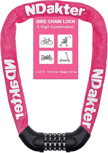 Vista 36 de NDakter Cerradura de cadena para bicicleta, combinación de 5 dígitos, resistente, antirrobo, cerradura de bicicleta de seguridad