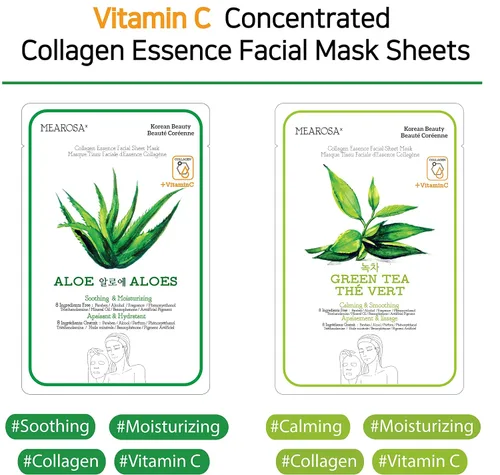 Vista 6 de MEAROSA DESIGN Mascarilla facial de esencia reafirmante de colágeno con vitamina C, máscara facial de belleza, mascarilla de hoja para el cuidado