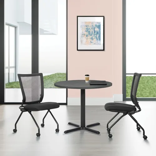 Vista 2 de Office Star 693 Series ProGrid - Sillas de oficina ergonómicas plegables con respaldo de malla con asiento acolchado grueso FreeFlex, sin brazos