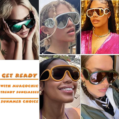 Vista 4 de MC2303 - Gafas de sol cuadradas de gran tamaño para mujer y hombre, estilo aviador, montura grande, gruesas, clásicas, para hombre