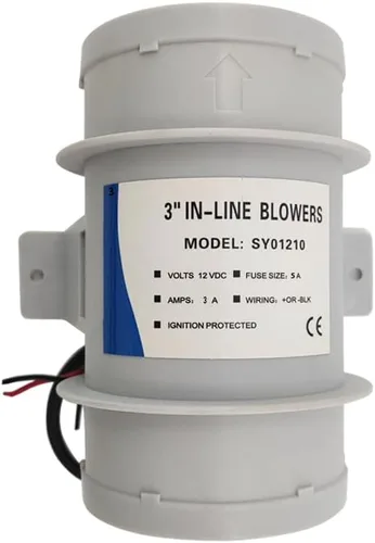 Vista 8 de ISURE MARINE Ventilador en línea de 3 pulgadas, soplador silencioso de 12 V soplador de aire de sentina marina para circulación de aire