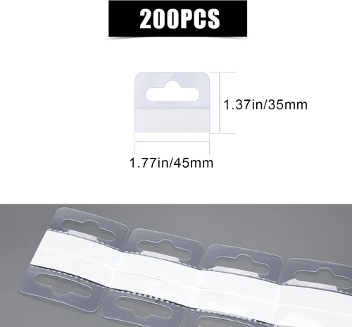 Vista 2 de AIEX 200 pestañas transparentes autoadhesivas colgantes pestañas colgantes con agujeros de ranura para artículos de venta al por menor en tienda