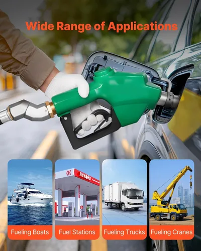 Vista 6 de VEVOR - Boquilla de combustible automática de 1 pulgada NPT, tasa de flujo máxima de 21.6 GPM, boquilla de bomba de gasolina diesel con apagado