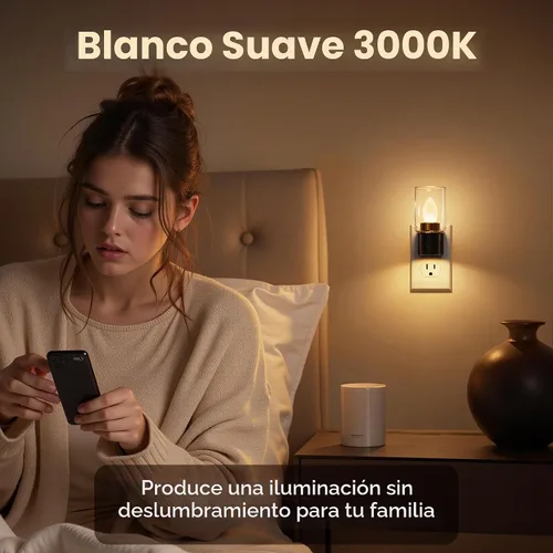 Vista 5 de L LOHAS LED Luz nocturna de vela, luz nocturna sin llama enchufable