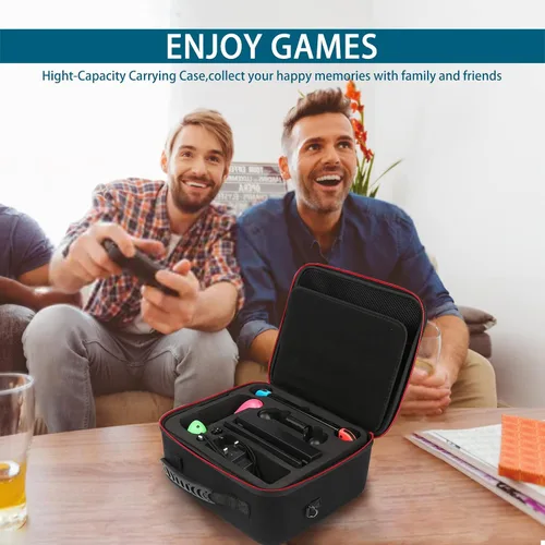 Vista 6 de Funda de transporte rígida mejorada para Nintendo SwitchSwitch OLED fundas de almacenamiento para consola controlador profesional con 21 tarjeteros