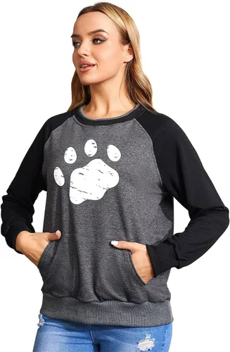 Vista 4 de Camiseta de manga larga para mujer, diseño de pata de cachorro