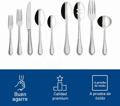 Vista 3 de Villeroy & Boch Mademoiselle - Juego de cubiertos de 64 piezas para 12, incluye piezas para servir