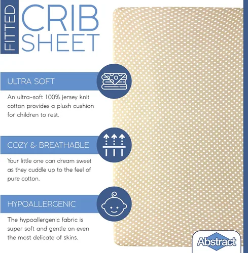 Vista 2 de Sábana ajustable de algodón tejido en jersey para cuna o cama para niño o niña, de Abstract, Polka Dot Beige
