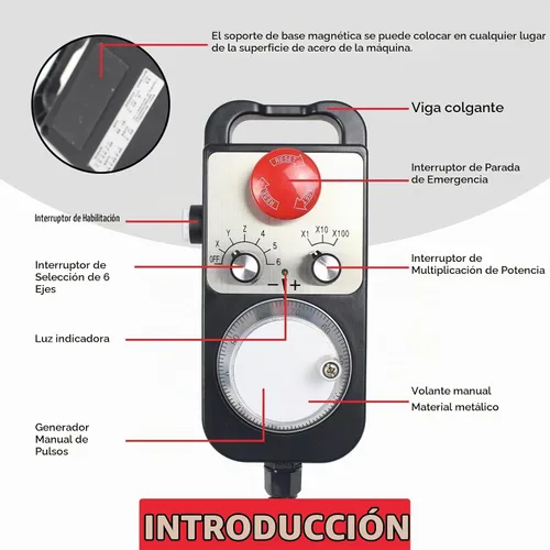Vista 2 de CNCTOPBAOS 6 ejes MPG colgante CNC volante manual generador de pulso 100PPR