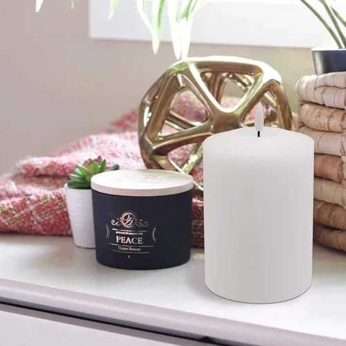 Vista 4 de GenSwin Velas LED parpadeantes sin llama de 4 x 6.5 pulgadas, funcionan con pilas con temporizador de 6 horas, velas votivas de cera real cálida