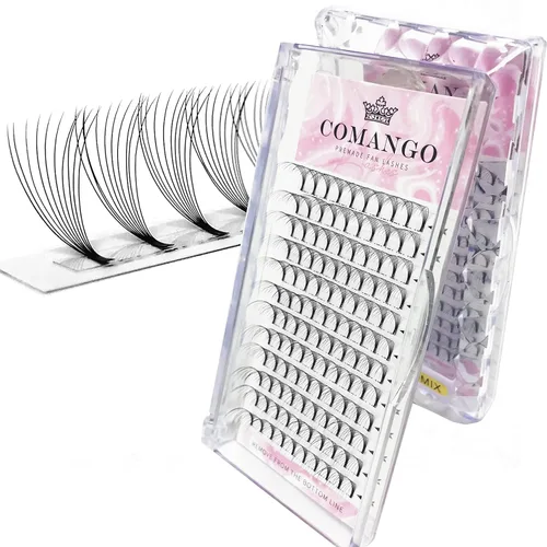 Vista 14 de Extensiones de pestañas de volumen prefabricadas 10D, 0.003 in de grosor, rizo C/D, 0.472 in, tallo corto, extensiones de pestañas de volumen