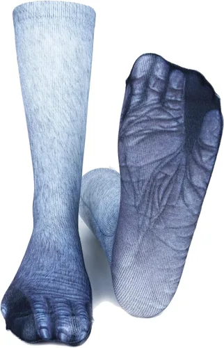 Vista 4 de Calcetines de patas de animales, loco diseño en 3D de patas de gatos, perros y tigres. Divertido regalo navideño para mujer u hombre adultos