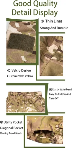 Vista 3 de CHERISH Disfraz de camuflaje para niños BDU de caza militar de camuflaje chaqueta y pantalones con sombrero en la cintura