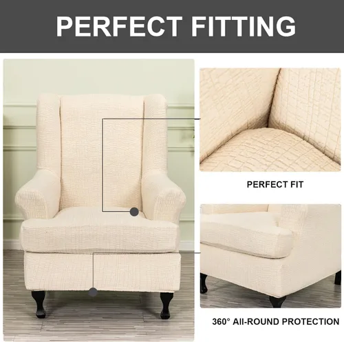 Vista 65 de Eco-Ancheng Funda para silla Wingback, 2 piezas, respaldo de ala, fundas de elastano para sillón con respaldo de ala, fundas para sillón con parte