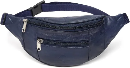 Vista 2 de Liberty Leather Riñonera de piel de napa de oveja auténtica, con múltiples bolsillos para hombres y mujeres, para uso al aire libre y viajes, correa