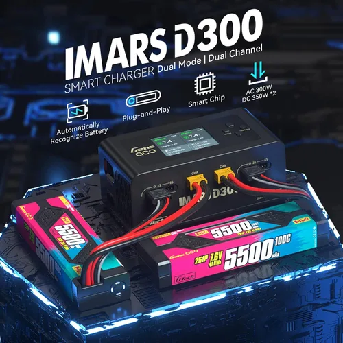 Vista 3 de Gens Ace IMARS D300 G-Tech Smart Dual Lipo Cargador 16A AC 300W DC 700W Lipo Carga (negro)