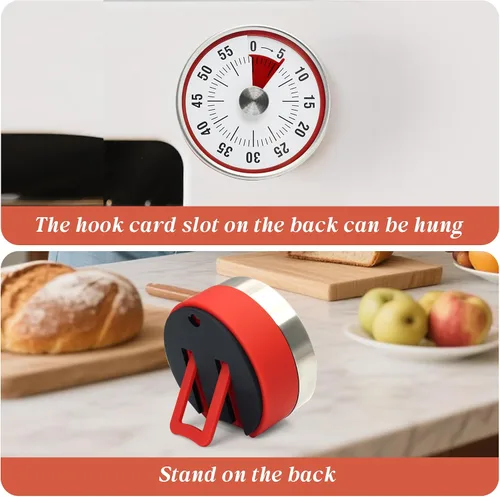 Vista 7 de Temporizador de cocina para cocinar, temporizador de cocina de chef, temporizadores visuales, cuenta regresiva de 60 minutos, base magnética, reloj