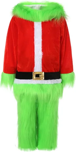 Vista 2 de Disfraz de Navidad verde para niños, disfraz de monstruo de Navidad, disfraz de Papá Noel, disfraz de fiesta de cosplay de Navidad