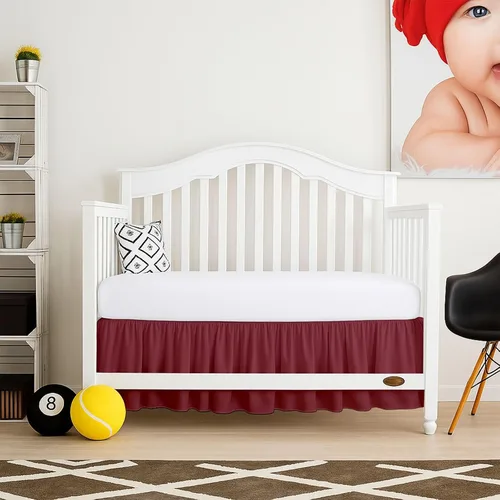 Vista 8 de Cottingon Falda de cama para cuna para guardería, volantes de polvo de ropa de cama de niños pequeños, falda de cuna de microfibra cepillada