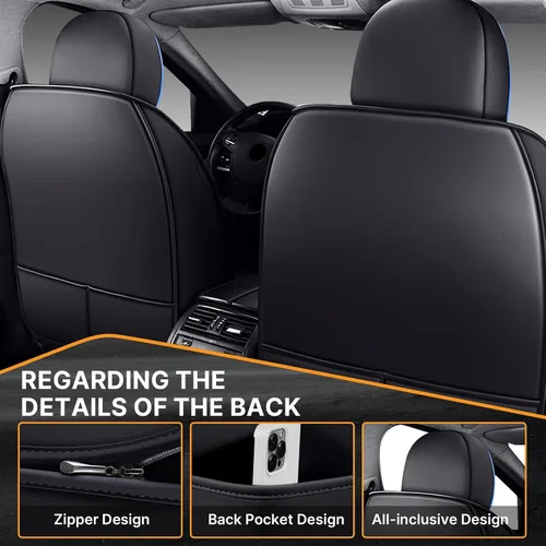 Vista 4 de Fundas protectoras de asiento de automóvil de lujo de 2 asientos para Mazda CX-3 2016-2021, diseño de bolsa de almacenamiento trasera, almohada