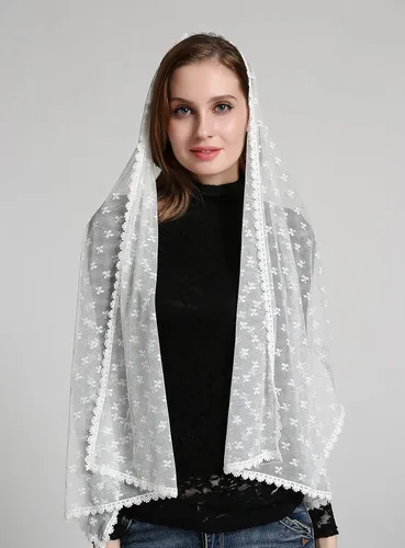 Vista 7 de Clover decoration ivory infinity scarf mantilla church veil v38