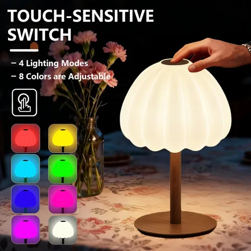 Vista 4 de Lámpara de ducha impermeable inalámbrica, IP65 recargable táctil regulable para ducha interior, 4500 mAh, funciona con pilas, lámpara de mesa a