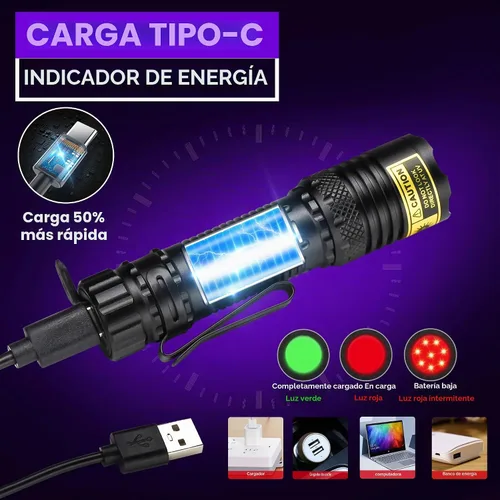 Vista 5 de DARKDAWN Linterna UV de 365 y 395 nm, luz negra, mini USB, recargable, LED ultravioleta blacklight, lámpara Woods, detector portátil fluorescente