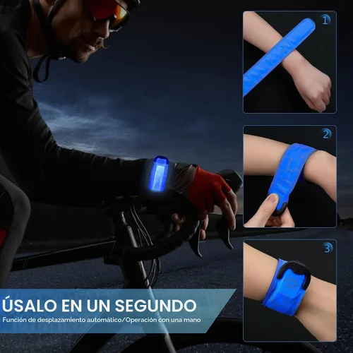 Vista 4 de Simket Brazalete LED Recargable para Correr (Paquete de 2), Luces para Correr para Corredores, Luces para Correr, Equipo Reflectante de Alta Azul