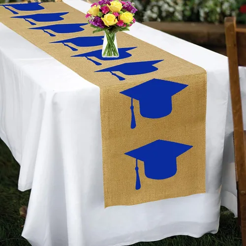 Vista 7 de Camino de mesa de graduación de arpillera de 72 pulgadas, decoraciones rústicas de mesa de graduación, suministros de fiesta de graduación 2026