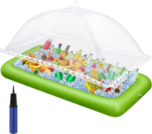 Vista 12 de [Usado] Leitee - Bandeja de hielo inflable con tapón de drenaje, 3 unidades, color negro Mesh Food Cover, Drink Containers and Inflator for Quick