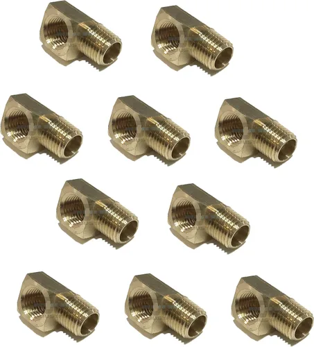 Vista 4 de Codo de calle de 90 grados de latón 1/4" macho NPT X 1/4" hembra NPT combustible/aire/agua/aceite/gas WOG (cantidad 01)