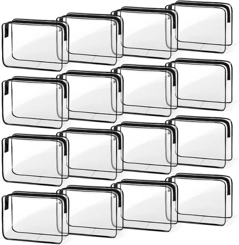 Vista 12 de TISRATOK 16 bolsas de maquillaje transparentes, bolsa de aseo de artículos esenciales de viaje, organizador de cosméticos de PVC transparente, bolsa
