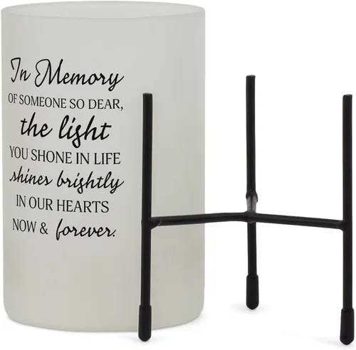 Vista 3 de Elanze Designs Memory Someone So Dear Classic - Portavelas de cristal (8 x 4 pulgadas), color blanco