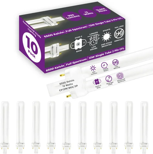 Vista 51 de GoodBulb Bombillas CFL de 13 W, base GX23 de 2 pines, 2700 K, blanco suave, 13 W, alto rendimiento, 800 lúmenes, bombillas fluorescentes compactas
