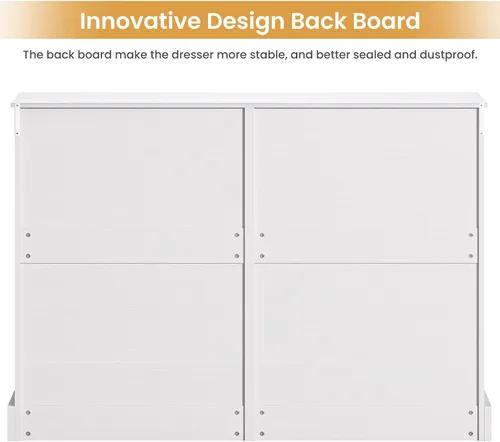 Vista 4 de EPHEX Cómoda de dormitorio con 8 cajones, cómoda doble grande blanca, moderna cómoda organizadora de almacenamiento para dormitorio, sala de estar