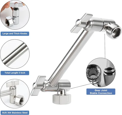 Vista 4 de NearMoon Brazo de ducha ajustable con conexión universal, brazo de extensión, ángulo de ajuste para mejorar la experiencia de ducha, fácil