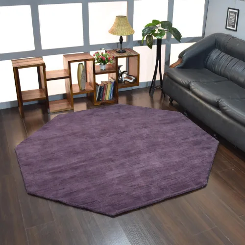 Vista 60 de Alfombras de área de lana anudadas a mano en telar, ecológicas - 10'x10', cuadradas, color aguamarina, diseño liso sólido, alfombras de área gruesas